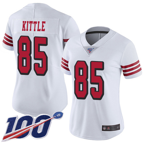 San Francisco 49ers Limited White Women George Kittle NFL Jersey 85 100th Season Rush Vapor Untouchable